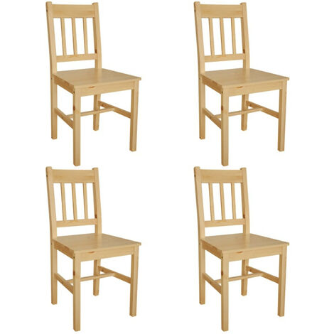 Chaise de cuisine pin massif naturel Dina - Lot de 4