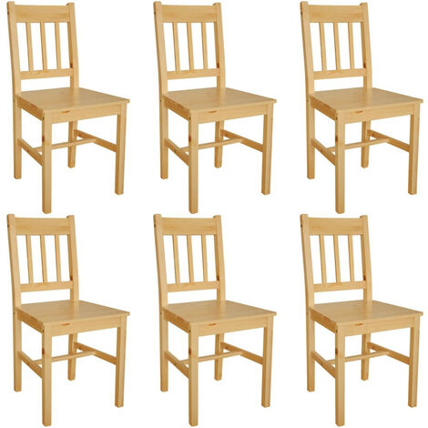 Chaise de cuisine pin massif naturel Dina - Lot de 6