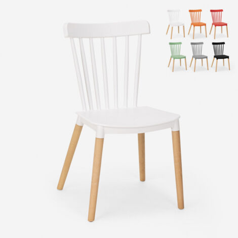Chaise de cuisine restaurant extérieur design moderne en polypropylène bois Lys