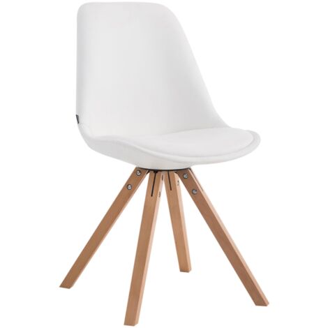 Chaise de cuisine salle à manger scandinave assise en PVC blanc 4 pieds en bois forme carré clair 100003410