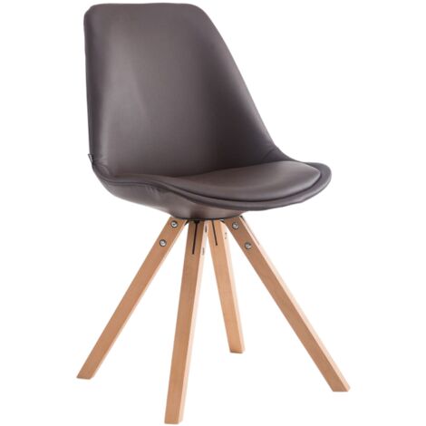 Chaise de cuisine salle à manger scandinave assise en PVC marron 4 pieds en bois forme carré clair 100003406