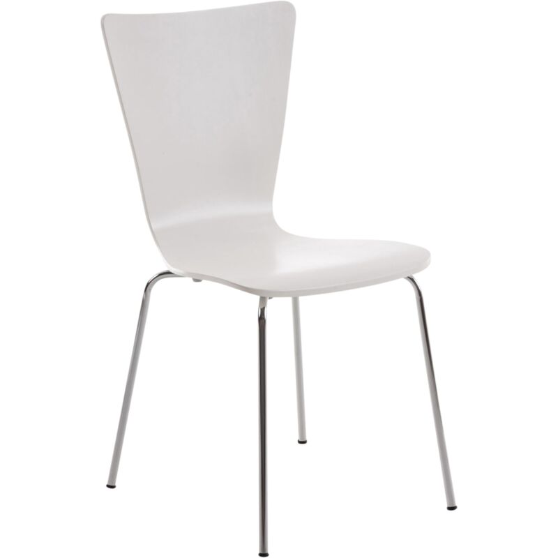 Chaise de cuisine salle à manger x1 empilable en bois blanc et structure stable à quatre pieds en métal 100003237