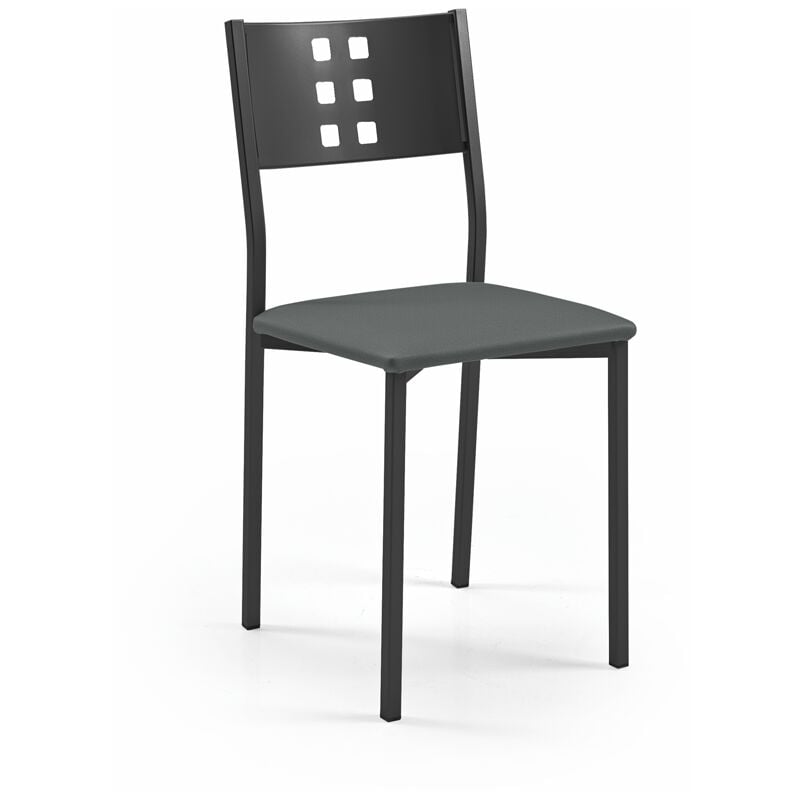 Chaise de cuisine Zamora structure en métal noir 38 x 86 x 47 cm Revêtement : Argent Graphite