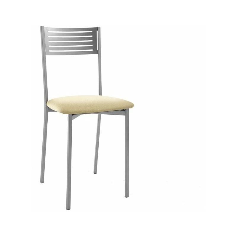 fanmuebles - chaise de cuisine valencia avec structure en métal aluminium 40 x 86 x 44 cm revêtement : similicuir crème