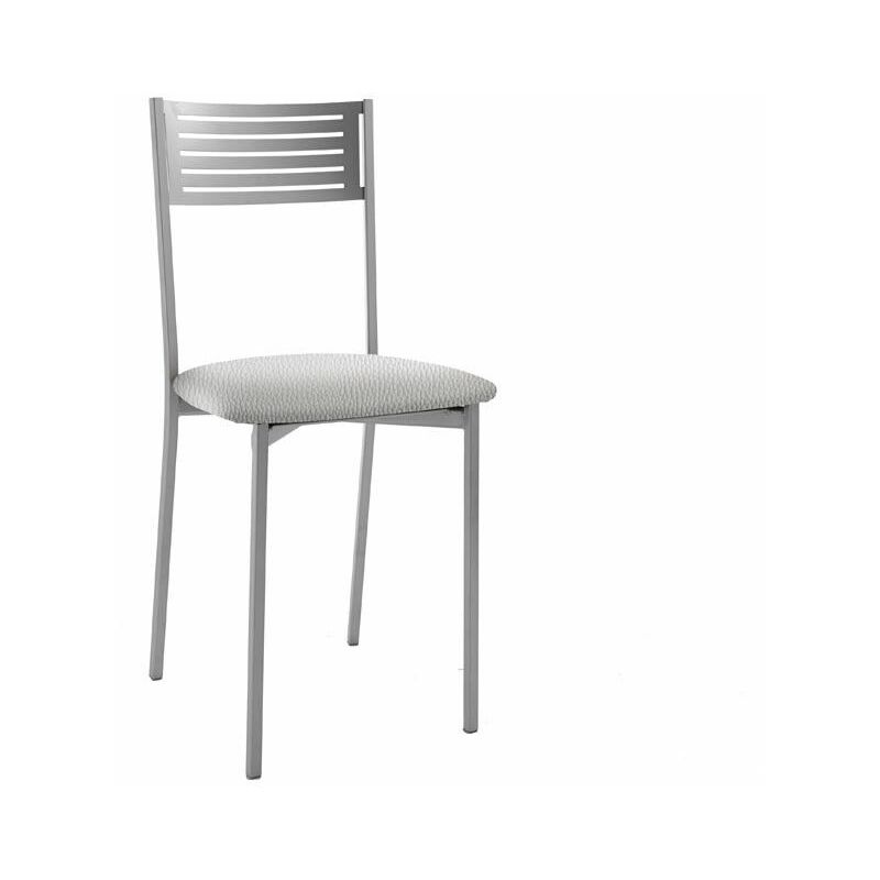 fanmuebles - chaise de cuisine valencia avec structure en métal aluminium 40 x 86 x 44 cm revêtement : similicuir argenté
