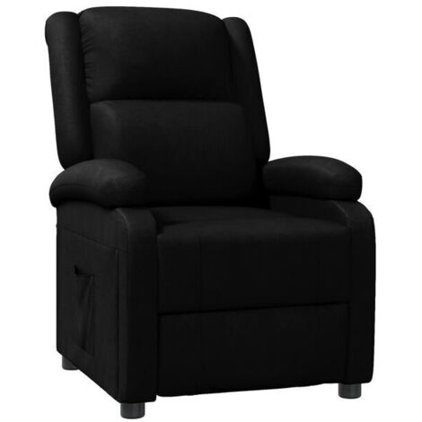 Chaise de détente en cuir synthétique noir – Siège ergonomique avec dossier inclinable et accoudoirs rembourrés – Idéal pour bureau, salon ou chambre
