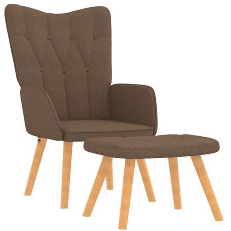 Chaise de détente en tissu brun avec repose-pieds intégré – Confort ergonomique, design moderne, idéale pour salon ou bureau