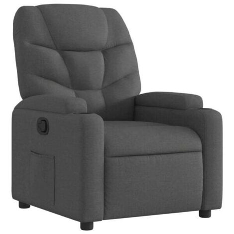 Chaise de détente en tissu, siège ergonomique gris foncé pour salon ou bureau, confortable et moderne