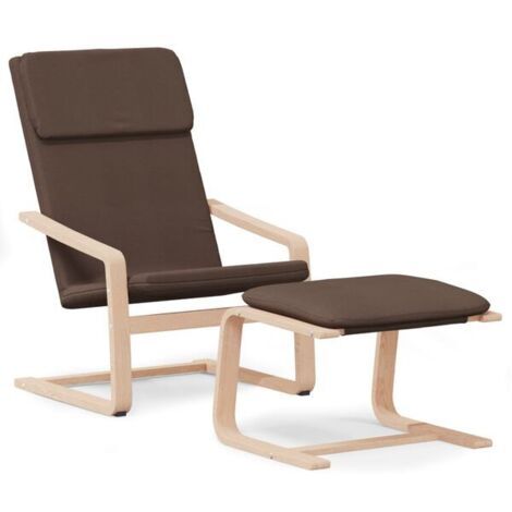 Chaise de détente ergonomique avec repose-pieds intégré – Fauteuil relax en tissu brun foncé pour salon, bureau ou chambre