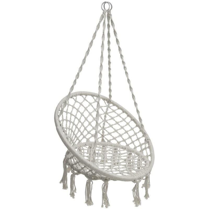 Chaise de détente suspendue en macramé Plumaya en coton - Hespéride - Beige