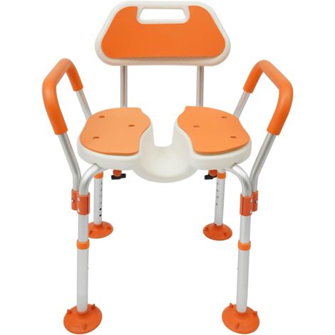 Chaise de Douche avec Accoudoirs Chaise de Douche Siège de Bain, Barres de Sécurité et Bancs de Douche Antirouille,Réglables en Hauteur, Banc de Douche de Sécurité pour Personnes Âgées Handicapées Han