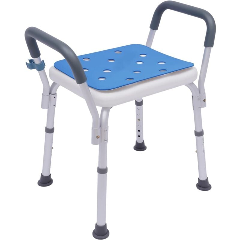 Chaise de douche avec accoudoirs, tabouret de douche pour personnes âgées, hauteur réglable, tabouret de bain jusqu'à 150 kg, pour femmes