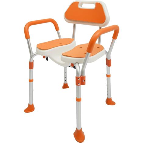 Chaise de douche avec bras et dos, pliable, réglable, pieds antidérapants, pour personnes âgées, handicapées, femmes enceintes