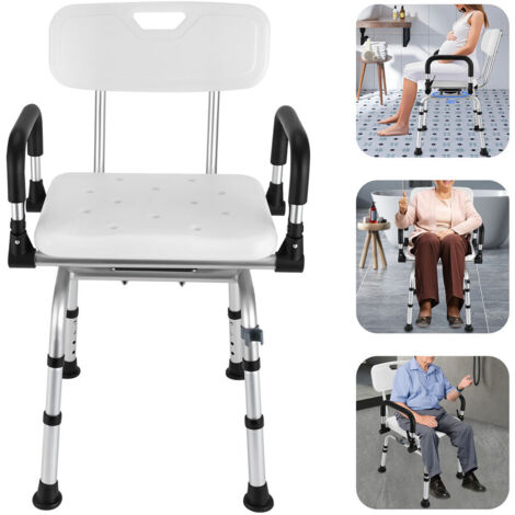 Chaise de douche Hauteur réglable Tabouret de douche pivotant Chaise de douche 180kg/396.83lbs