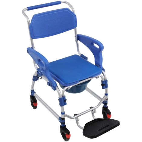 Chaise de douche mobile à roulettes, chaise de douche et de toilettes adaptée aux patients, aux personnes âgées, aux personnes handicapées et aux femmes enceintes, 125 kg