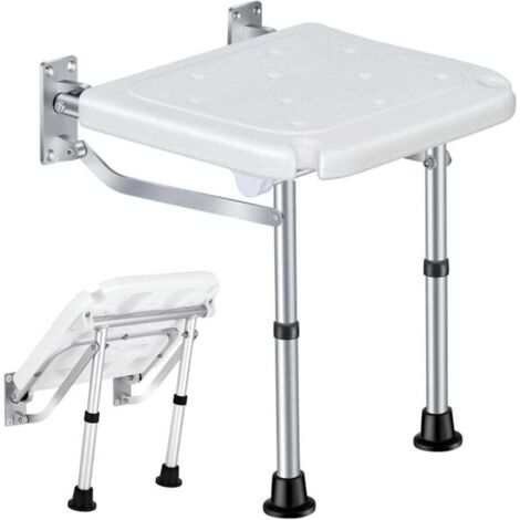 Chaise de douche pliante, Siège de douche pliant avec pieds, siège de douche mural tabouret de bain pour personnes âgées supporte jusqu'à 400 kg
