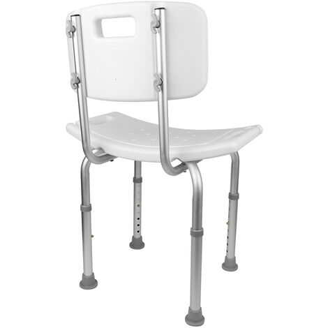 Chaise de douche siège de douche ergonomique hauteur réglable pieds alu HDPE blanc 512670-83.5cm