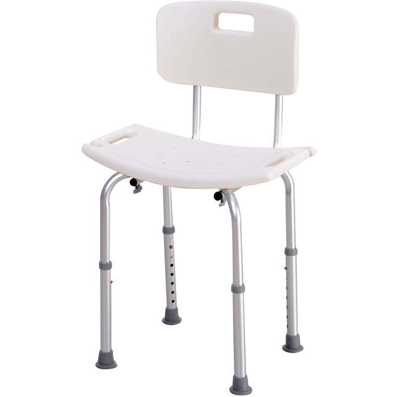 Homcom - Chaise de douche siège de douche ergonomique hauteur réglable pieds antidérapants charge max. 136 Kg alu hdpe blanc