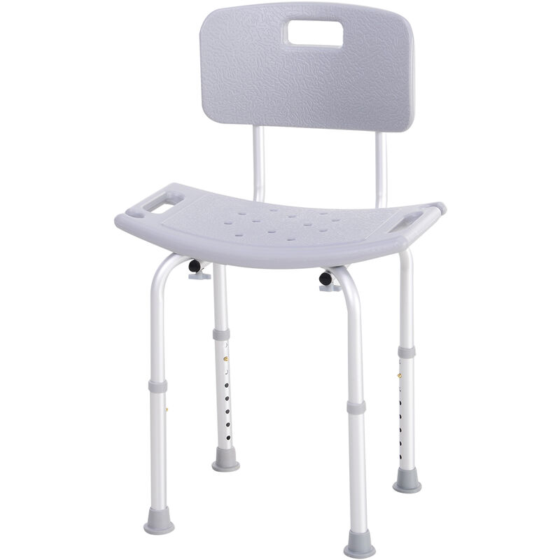 Homcom - Chaise de douche siège de douche ergonomique hauteur réglable pieds antidérapants charge max. 136 Kg alu hdpe gris