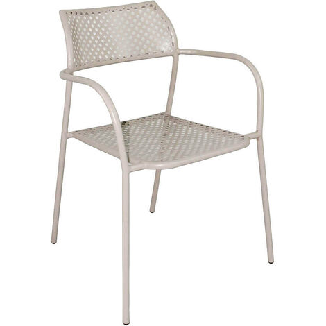 Chaise de fauteuil empilable de jardin avec structure en acier et accoudoirs tharum  Tan