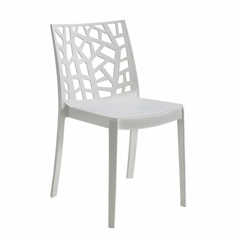 Chaise de fauteuil équipable dans des bars et restaurants en résine extérieure internes avec un dossier décoré Floreal Senza braccioli White