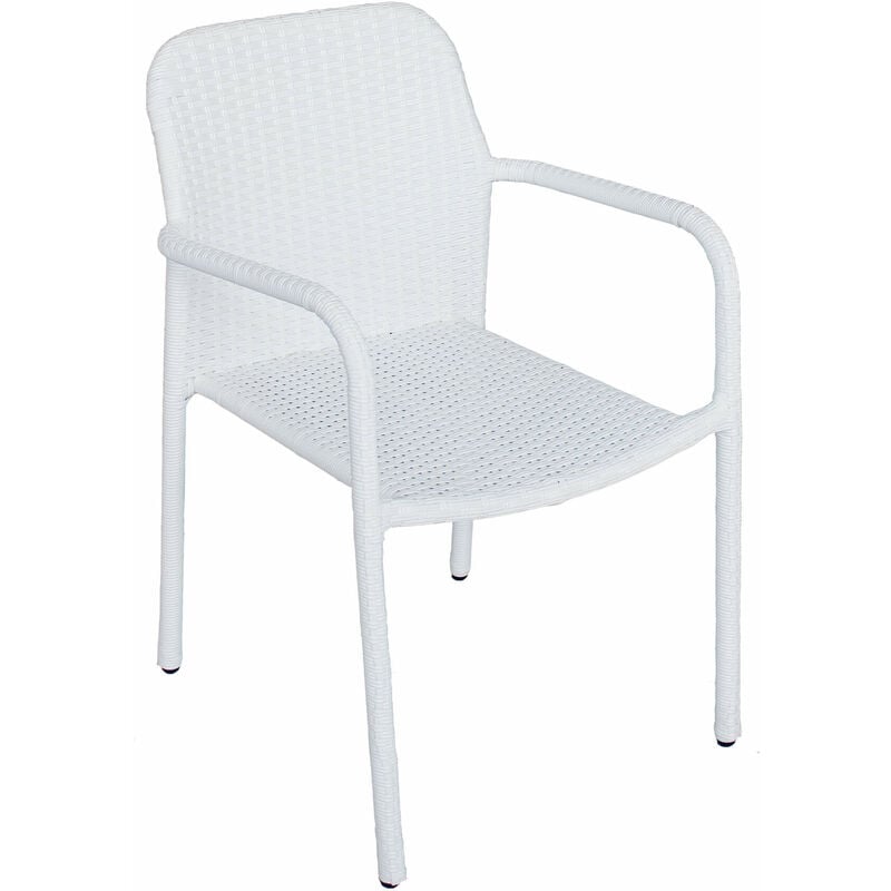 Chaise de fauteuil extérieur avec structure en acier et porto en osier White - White