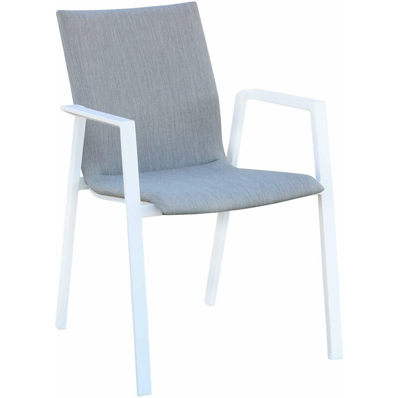 Chaise de fauteuil extérieur avec structure en aluminium et siège dans un lagon rembourré Textilene White - White
