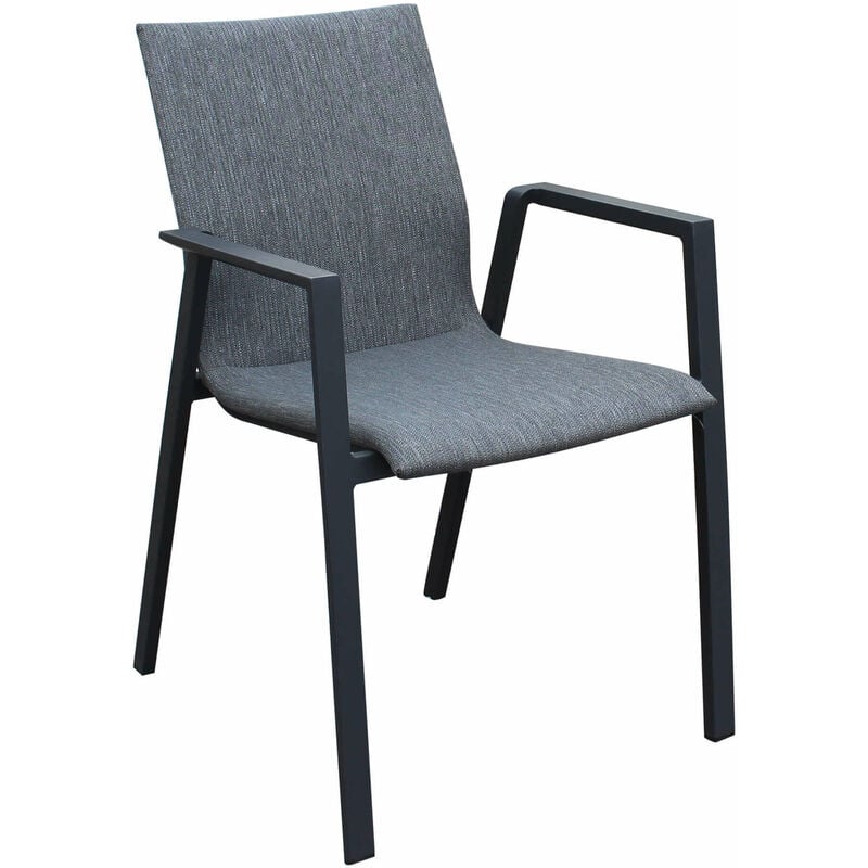 Chaise de fauteuil extérieur avec structure en aluminium et siège dans un lagon rembourré Textilene Black - Black