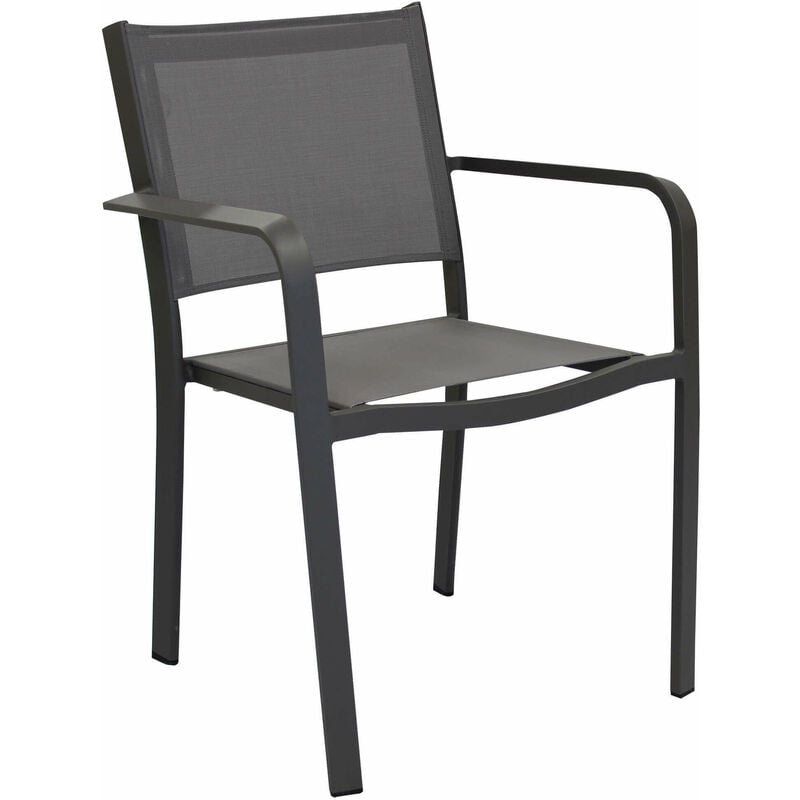 Chaise de fauteuil extérieur en aluminium avec un siège en aluminium et de retour à Lyse Textilene DarkGrey - DarkGrey