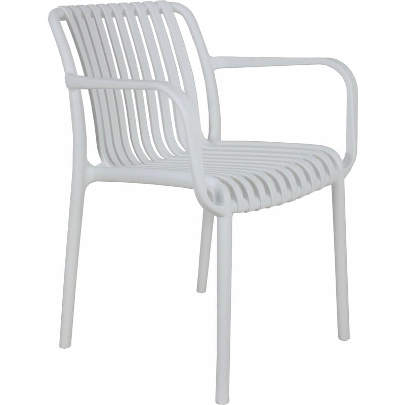 Chaise de fauteuil extérieur extrême à l'intérieur des bars et restaurants en résine avec effet de corde bonal White - White