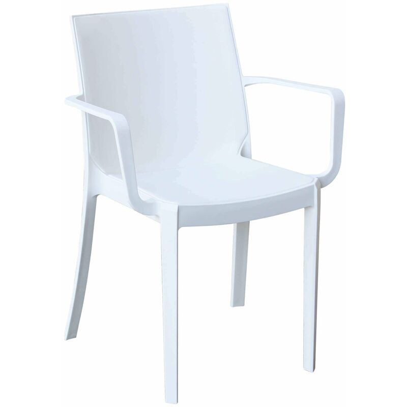 Gardeness - Chaise de fauteuil extrêmement empilable dans des pubs à barres en polypropylène avec des accoudoirs victoire White - White