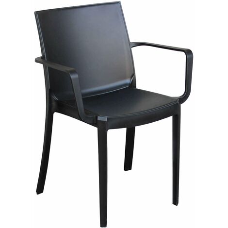 Chaise de fauteuil extrêmement empilable dans des pubs à barres en polypropylène avec des accoudoirs victoire  Black