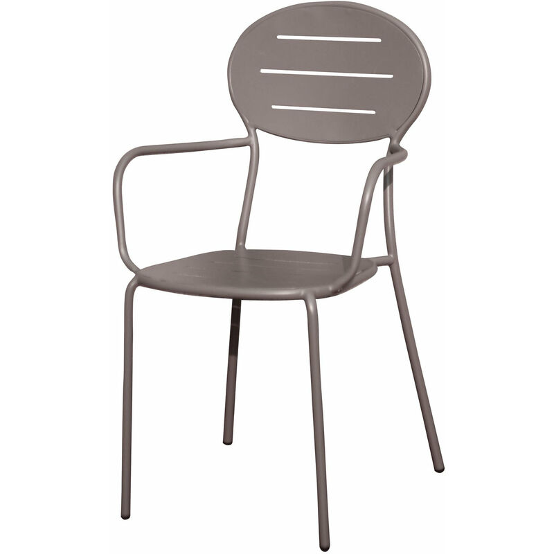 Chaise de fauteuil interne ou extérieur avec dossier de l'accoudoir élevé et structure en acier gris familial