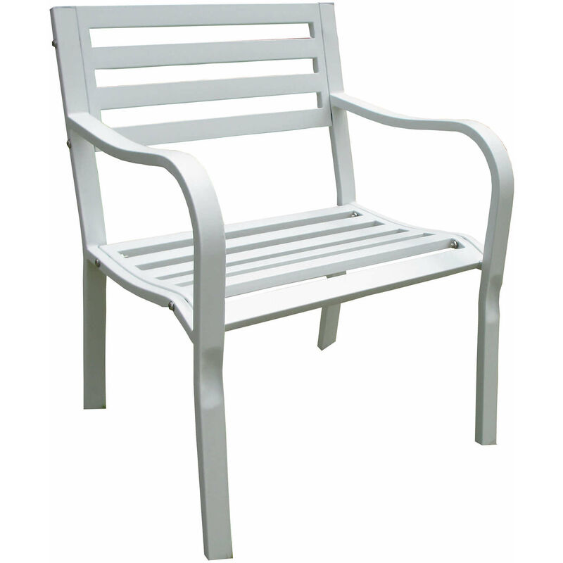 Chaise de fauteuil jardin avec structure en acier assis et dossier d'effet de salon White - White
