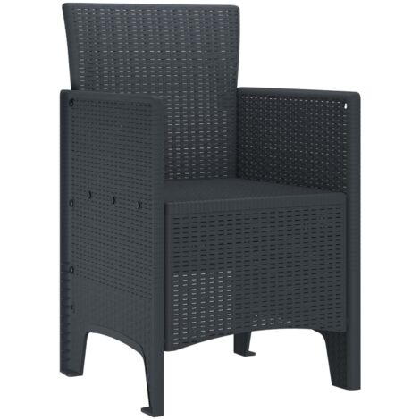 Chaise de jardin 2 lot de 2 Chaises d'extérieur Anthracite 53 x 49 x 85 cm Polypropylène