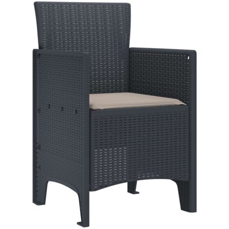 Chaise de jardin 2 lot de 2 Chaises d'extérieur Anthracite 53 x 49 x 85 cm Polypropylène