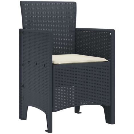 Chaise de jardin 2 lot de 2 Chaises d'extérieur Anthracite 53 x 49 x 85 cm Polypropylène