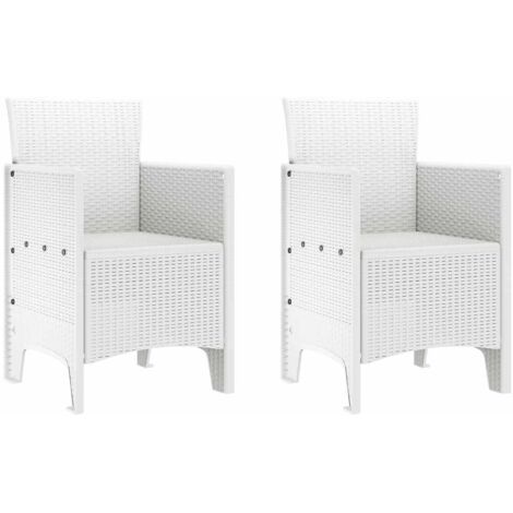 Chaise de jardin 2 lot de 2 Chaises d'extérieur Blanc 53 x 49 x 85 cm Polypropylène