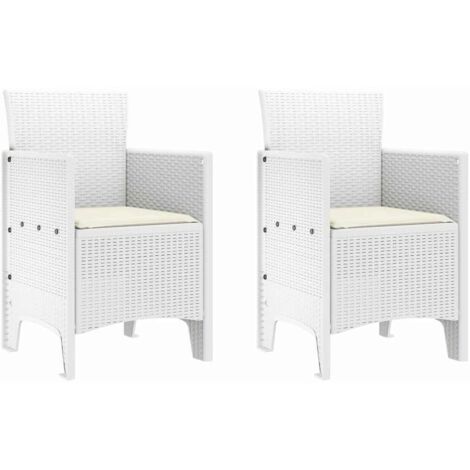 Chaise de jardin 2 lot de 2 Chaises d'extérieur Blanc 53 x 49 x 85 cm Polypropylène