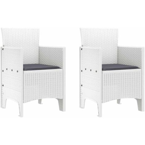 Chaise de jardin 2 lot de 2 Chaises d'extérieur Blanc 53 x 49 x 85 cm Polypropylène