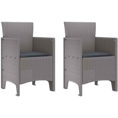 Chaise de jardin 2 lot de 2 Chaises d'extérieur Gris clair 53 x 49 x 85 cm Polypropylène