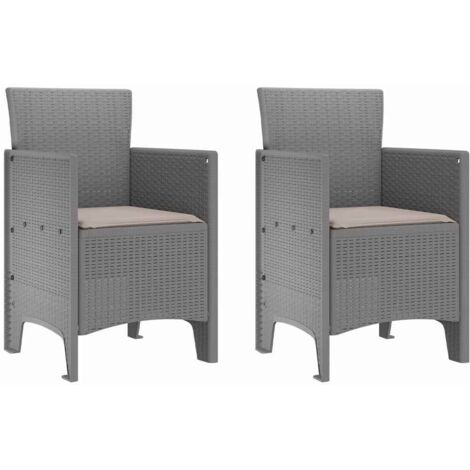 Chaise de jardin 2 lot de 2 Chaises d'extérieur Gris clair 53 x 49 x 85 cm Polypropylène