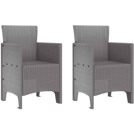 Chaise de jardin 2 lot de 2 Chaises d'extérieur Gris clair 53 x 49 x 85 cm Polypropylène