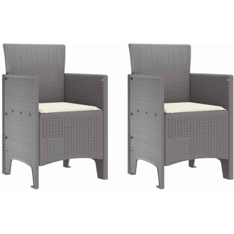 Chaise de jardin 2 lot de 2 Chaises d'extérieur Gris clair 53 x 49 x 85 cm Polypropylène