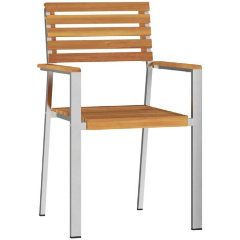 Chaise de jardin 2 lot de 2  Chaises d'extérieur Huile Naturelle Bois d'Acacia Massif