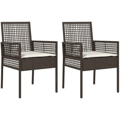 Chaise de jardin 2 lot de 2 Chaises d'extérieur Marron 55 x 53 x 85 cm polyrotin