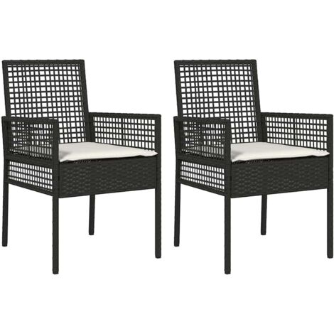 Chaise de jardin 2 lot de 2 Chaises d'extérieur Noir 55 x 53 x 85 cm polyrotin