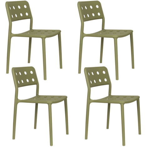 Chaise de jardin, 4 chaises empilables SERRA Vert en Plastique, BOITE A DESIGN