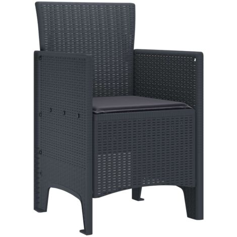 Chaise de jardin 4 lot de 2 Chaises d'extérieur Anthracite 53 x 49 x 85 cm Polypropylène