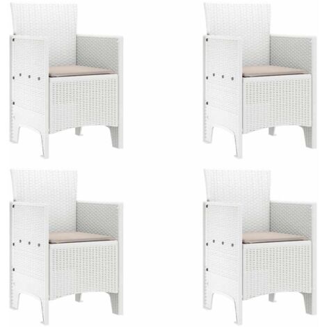 Chaise de jardin 4 lot de 2 Chaises d'extérieur Blanc 53 x 49 x 85 cm Polypropylène